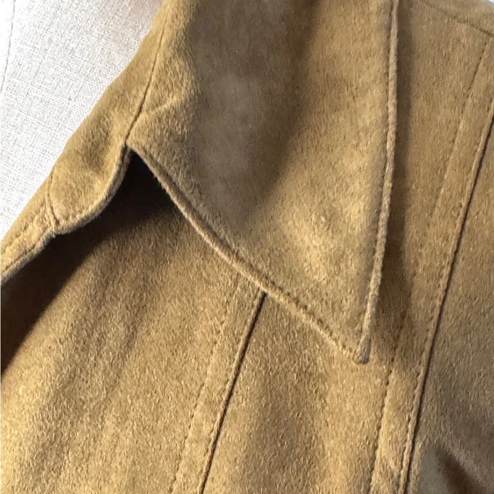 Tribal Faux Suede Tan Zip Jacket Western Boho Chic Lightweight Size 8
